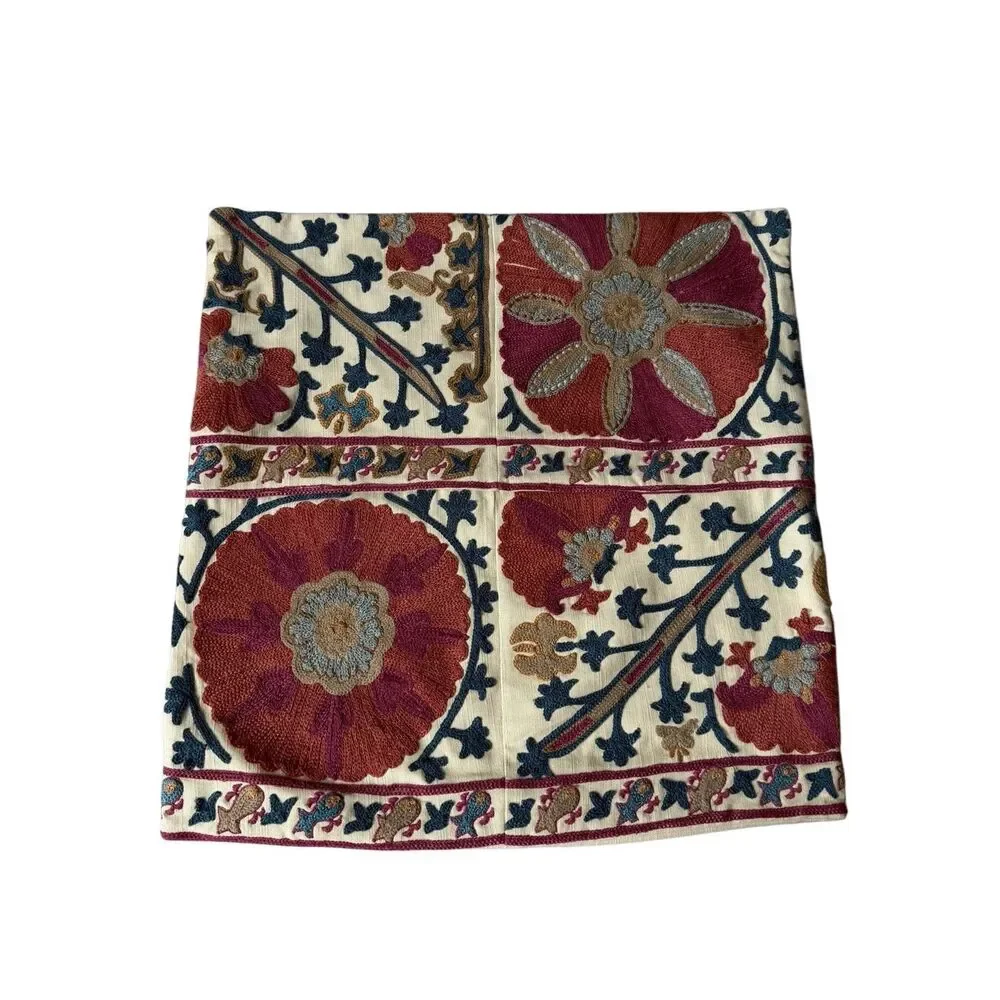 Pottery Barn Rozelle Embroidered Pillow‎ Cover Boho 20 x 20